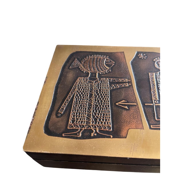 Wood Etched Brass Decorative Box by Jean-Pierre Chevalier, 1970 For Sale - Image 7 of 8
