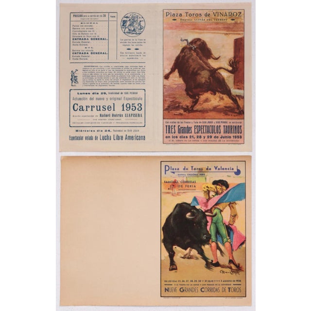 Paper 1950's Spanish Bullfighting Poster, Plaza De Toro, Valencia (Set of 2) For Sale - Image 7 of 7