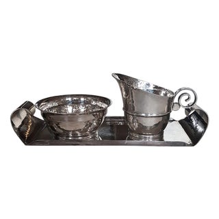 Milk and Sugar Set on Tray by Georg Nilsson for Gero, 1930s, Set of 3 For Sale