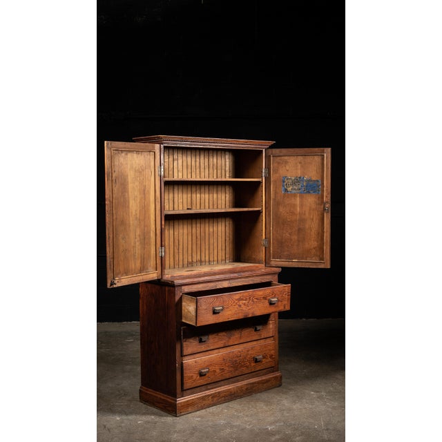 Wood C. 1890 Tobacco Store Cabinet With Label by James Skallerup For Sale - Image 7 of 11