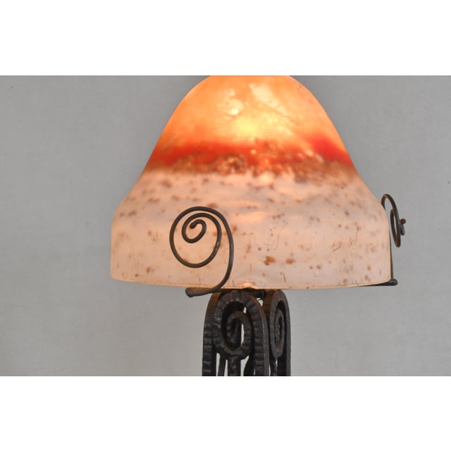 Metal French Art Deco Lamp by P. Maynadier & Lorrain Daum - 1925 France For Sale - Image 7 of 10