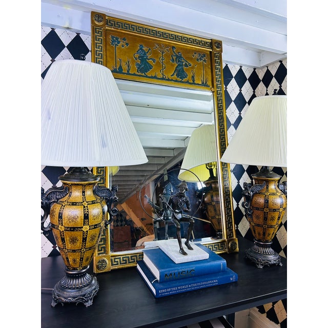 Neoclassical Oversized Neoclassical Greek Key Trumeau Wall Mirror With Classical Relief Frieze For Sale - Image 3 of 18