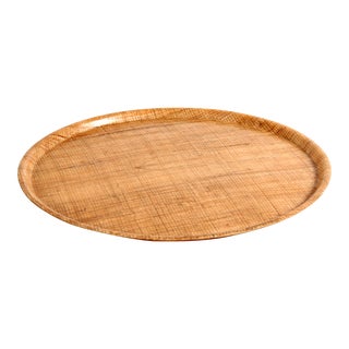 Mid Century Modern / Tiki Bar Woven Raffia Fiberglass Serving Tray For Sale