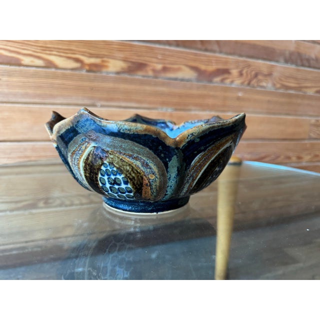 Vintage lotus-shaped serving bowl made in Mexico by Ken Edwards. Classic colors and designs reminiscent of his style. This...