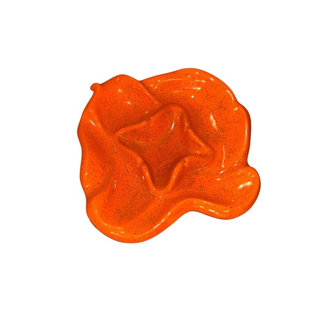Tangerine Circa 1960s Sculptural Tangerine Ceramic Catchall For Sale - Image 8 of 12