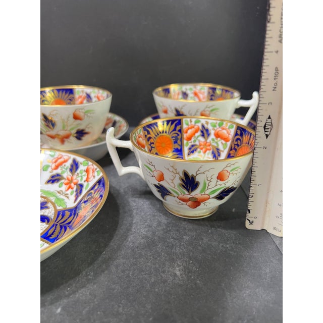 Early 20th Century English Imari Crab Pattern Tea Cups and Saucers Set- 6 Pieces For Sale - Image 10 of 12