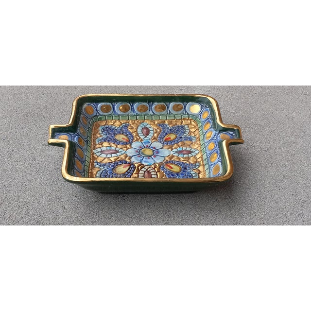 1950s 1950s Pure Gold Handpainted Ravenna, Italy Ashtray in Mosaic Form For Sale - Image 5 of 12