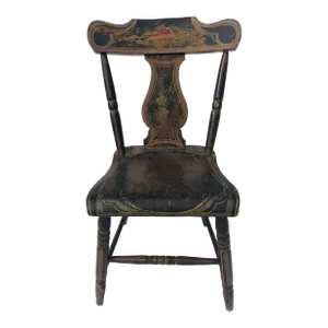 Vintage Country Hand-Painted Side Chair Heavily Worn, Sturdy