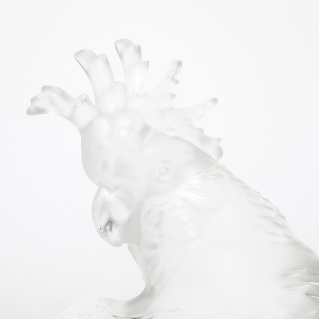 Mid-Century Modernist Sculptural Crystal Cockatiel Sculpture Signed Lalique For Sale - Image 9 of 18