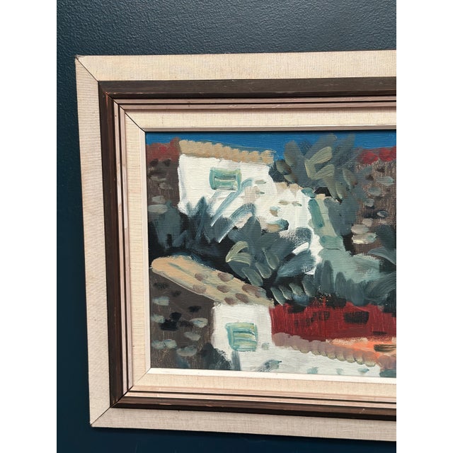 Original Vintage Swedish Oil on Canvas – “Puerto de la Cruz” by Tage Gavik – Signed – Framed – 86 × 46 cm (33.9" × 18.1")...