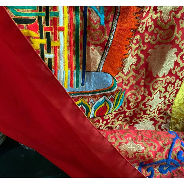 Tibetan Buddhist Silk Brocade Door Hanging With Kalachakra Monogram For Sale - Image 4 of 12