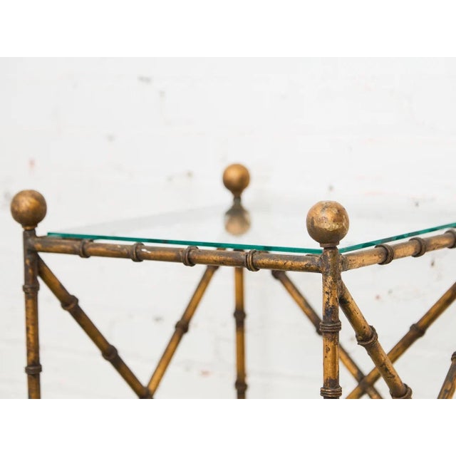 Faux Bamboo Gilt Metal Vintage Etagere For Sale - Image 4 of 9
