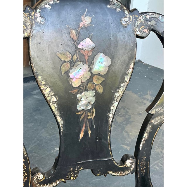 Vintage Paper Mache Inlay Chair For Sale In West Palm - Image 6 of 12