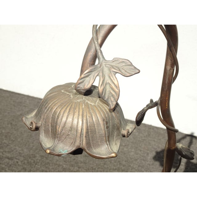 Vintage French Country Cast Bronze Figural Table Lamp W a Child and Kitten For Sale - Image 10 of 14