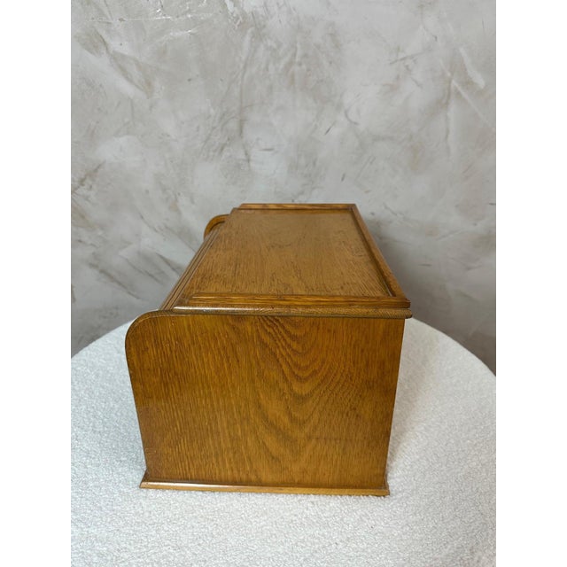 Charming small oak roll-top filing cabinet from the 1950s, ideal for storing mail, documents, paperwork, office supplies,...