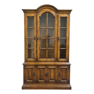 Drexel Furniture Bishopsgate Collection Solid Walnut English Tudor Style 48" China Cabinet 160-414-6 For Sale