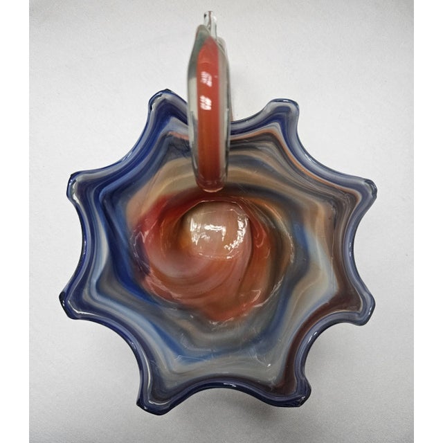 Orange Vintage Murano Venini Styled Art Glass Swan Centerpiece Bowl/Vase For Sale - Image 8 of 9