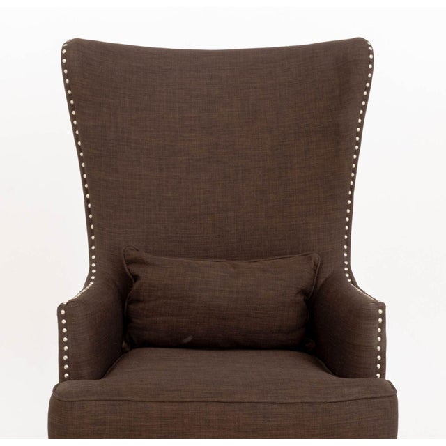 Wood Pair of Picket House "Kegan" Chocolate Synthetic Upholstered Armchairs For Sale - Image 7 of 10