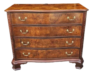 20th Century Hekman Burl Mahogany Serpentine Chest of Drawers
