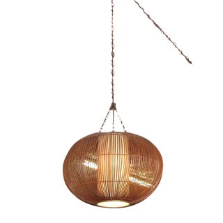 Vintage Mid-Century Rattan Ceiling Lamp For Sale