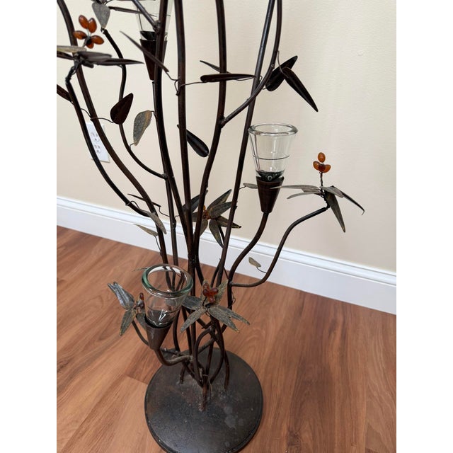 Vintage Wrought Iron Botanical Floor Candelabra For Sale - Image 13 of 18