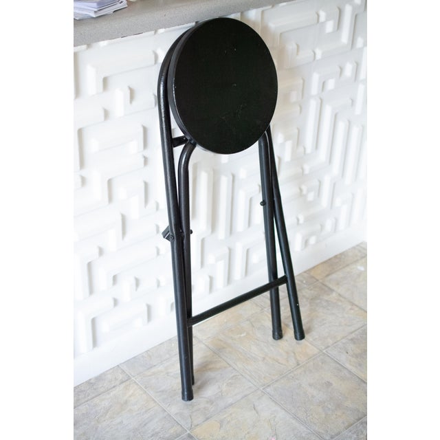 MidCentury Folding Black Lacquer Wood and Metal Kitchen Stool Chairish