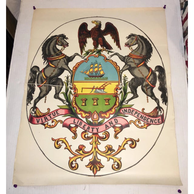 Early 20th Century Antique Pennsylvania Coat of Arms Lithograph Print For Sale - Image 11 of 11