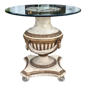 Antique Louis XVI Hollywood Regency Giltwood Round Table