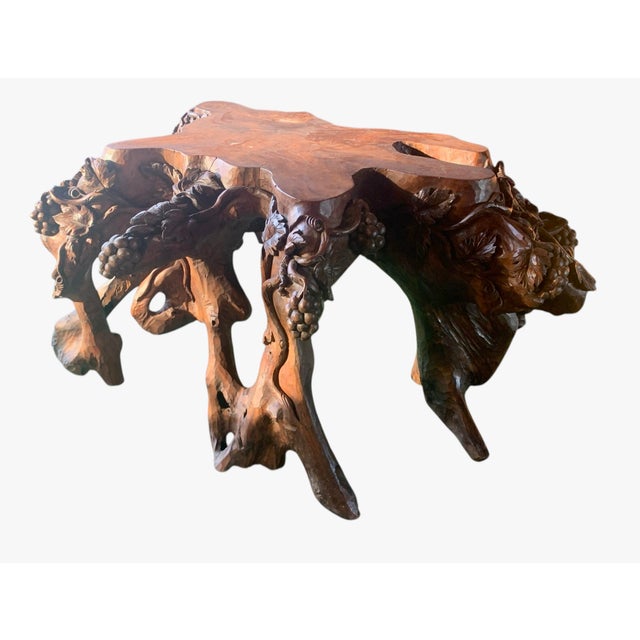 Vintage Burlwood Root Console Table With Grapevine Motif For Sale In Los Angeles - Image 6 of 7