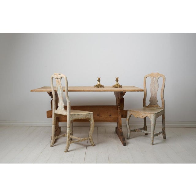 Antique Northern Swedish Pine Handmade Trestle Desk For Sale - Image 3 of 15