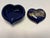 Mid 20th Century Vintage m.i. Made in Japan Cobalt Blue Heart Jewelry Trinket Box W/ Peacock & Peony Motif For Sale - Image 5 of 7