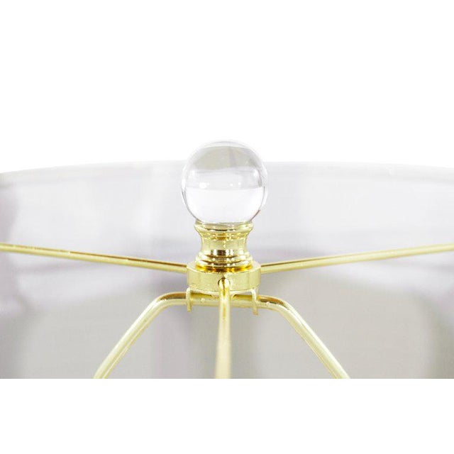 Metal Mid-Century Modern Glass and Brass Table Lamp For Sale - Image 7 of 8