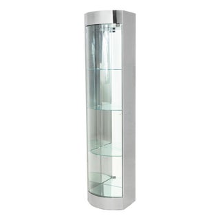 Modern Chrome and Glass Display Cabinet For Sale