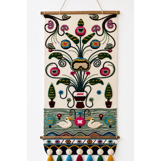 Large Mid-Century Scandinavian Studio Textile Wall Hanging Tufted Wool Tapestry, 1970s For Sale - Image 4 of 13