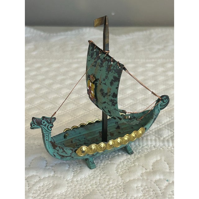 VTG Metal Viking Ship For Sale - Image 9 of 9