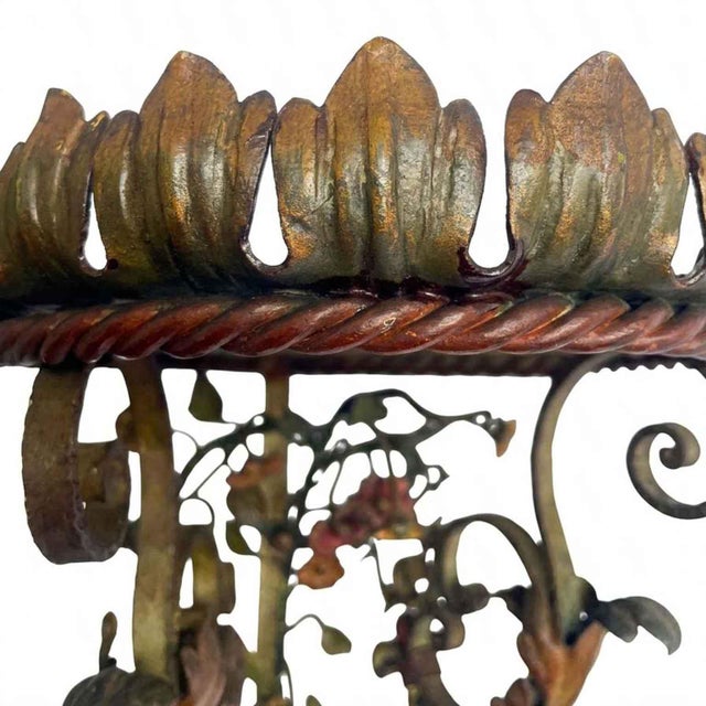 Polychrome Wrought Iron Corner Shelves, Early 1900s, Set of 2 For Sale - Image 6 of 8