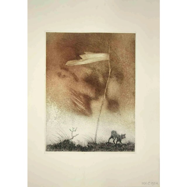 The boundary is an original etching print realized by Leo Guida in the 1970s. Good condition. Leo Guida (1992 - 2017)....