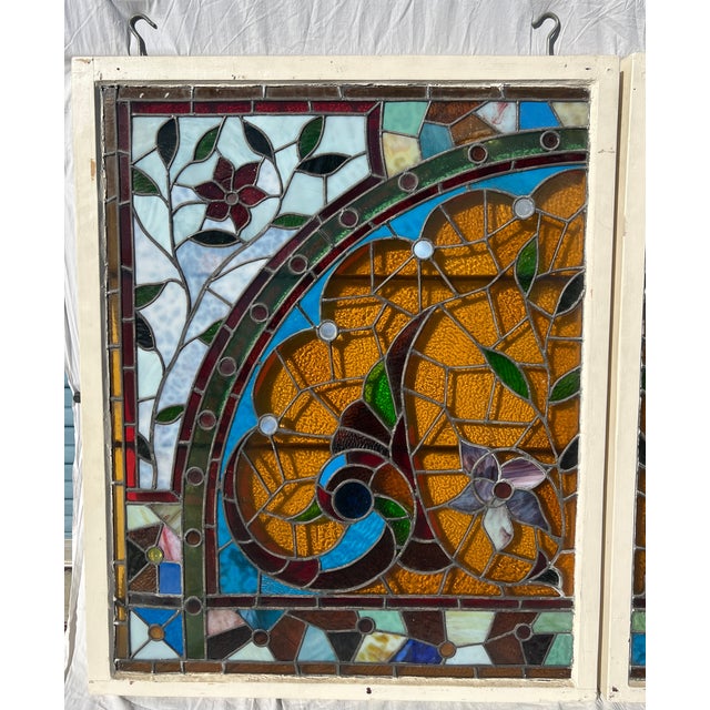 American Victorian Stained Glass Windows, Pair For Sale In Sacramento - Image 6 of 18