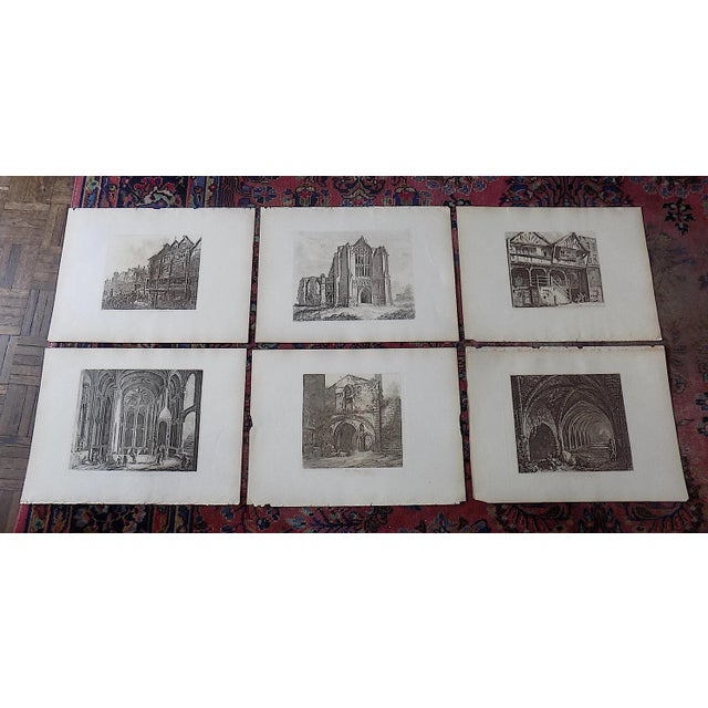 Imperial Folio Antique 19th Century George Cuitt Architectural Etchings - Set of 6 For Sale - Image 9 of 9