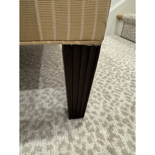 Pair of elegant, timeless and substantial Baker scroll-back slipper chairs with fluted front legs, designed in the 90s by...