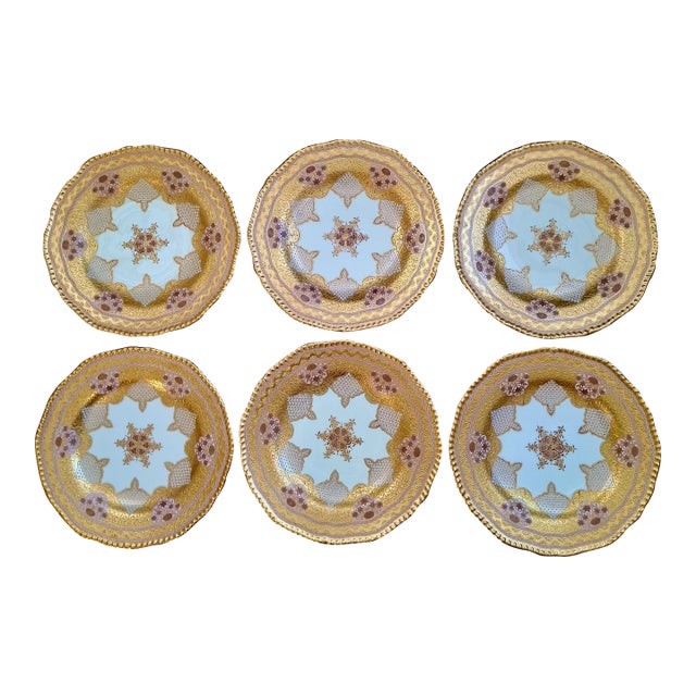 Coalport Six-Piece Set of Gold Dinner Plates For Sale