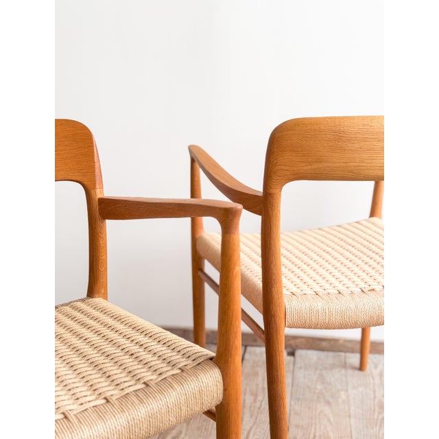 Beige Set of Mid-Century Modern Danish Model 56 Armrest Chairs in Oak by Niels O. Møller for JL Mollers Møbelfabrik, 1950 For Sale - Image 8 of 18