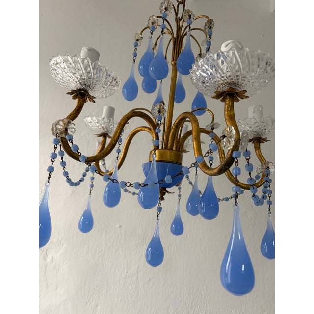 Lavender Purple Opaline Drops Beads French One of a Kind Chandelier Rare For Sale - Image 9 of 10