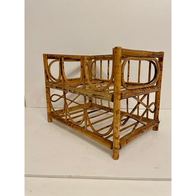 Vintage Tortoise Bamboo 6 Bottle Wine Rack For Sale - Image 9 of 10