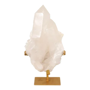 Large Quartz Crystal on Golden Stand