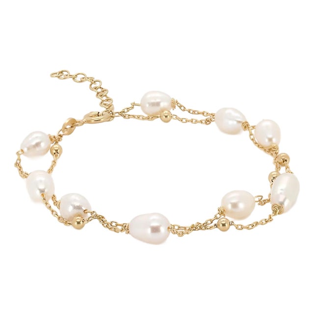 Pearl Stone Gold Chain Dainty Bracelet For Sale