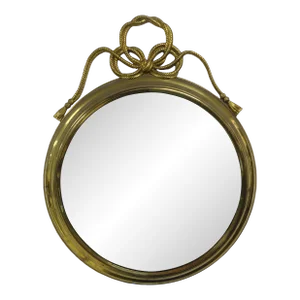 1960s Italian Modern Brass Mirror With Bow