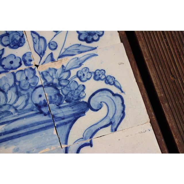 Tile Mural Panel Depicting a Baroque Jardinière With Flowers, Portuguese, 18th Century For Sale - Image 10 of 16