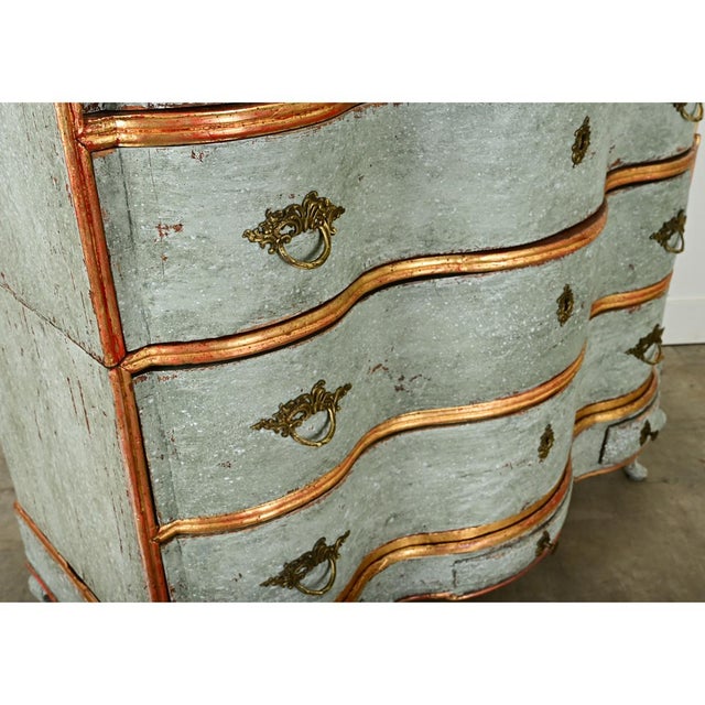 Italian 20th Century Painted & Parcel Gilt Chest of Drawers For Sale - Image 4 of 12