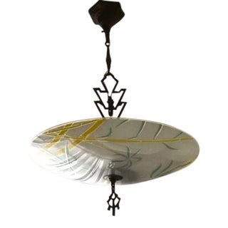 Art Deco Glass Pendant Chandelier Handcrafted Original Vintage For Sale